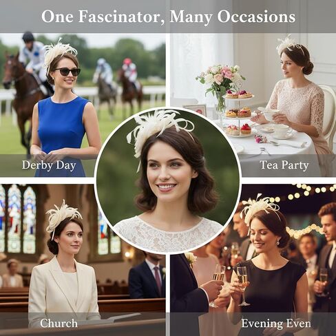 Fascinators Hats for Women,Feather & Tulle Headband & Clip, Derby Weddings Tea Parties Cocktail Church Fancy Headband Hat in Saudi Arabia