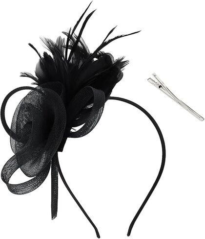 Fascinators Hats for Women,Feather & Tulle Headband & Clip, Derby Weddings Tea Parties Cocktail Church Fancy Headband Hat in Saudi Arabia