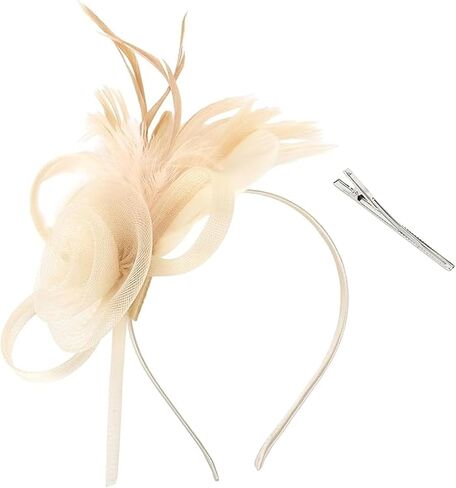 Fascinators Hats for Women,Feather & Tulle Headband & Clip, Derby Weddings Tea Parties Cocktail Church Fancy Headband Hat in Saudi Arabia