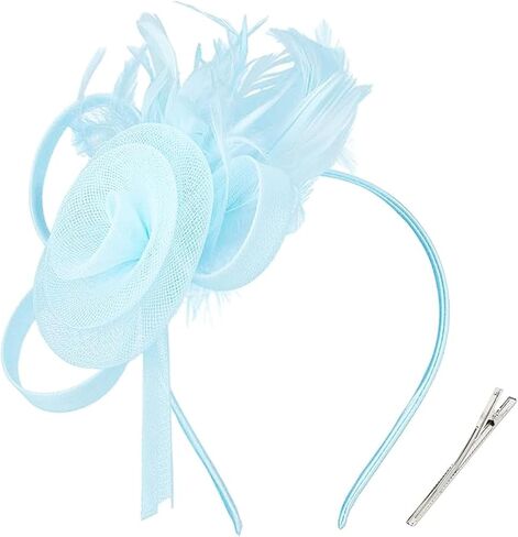 Fascinators Hats for Women,Feather & Tulle Headband & Clip, Derby Weddings Tea Parties Cocktail Church Fancy Headband Hat in Saudi Arabia
