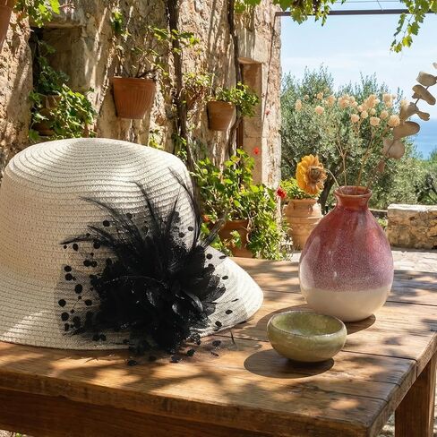 قبعة Molain Fascinators للنساء لحفلات الشاي، عصابة رأس شبكية من الريش ومشبك شعر عتيق لحفلات الكوكتيل والزفاف (أسود) in Kuwait