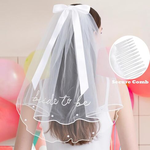 JoyChoi Bride to Be Set – Bride Sash, Heart Sunglasses & Pearl Bow Veil – Bachelorette Party Accessories, Bridal Shower Decorations, Engagement Favors & Wedding Gifts for Women in Saudi Arabia