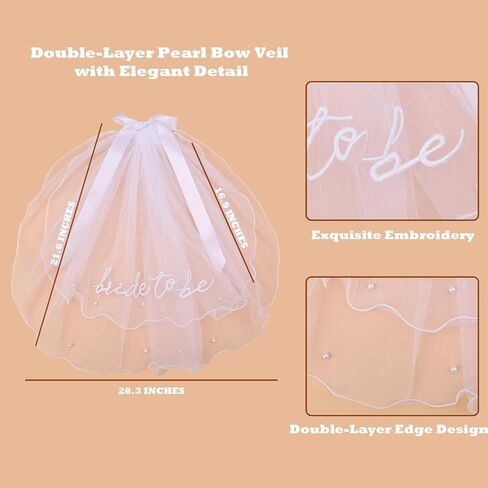 JoyChoi Bride to Be Set – Bride Sash, Heart Sunglasses & Pearl Bow Veil – Bachelorette Party Accessories, Bridal Shower Decorations, Engagement Favors & Wedding Gifts for Women in Saudi Arabia