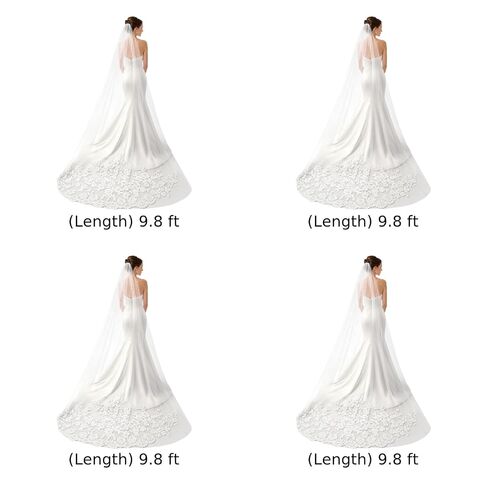 Cathedral Wedding Veil,9.8 Ft (118 in) Long Bridal Lace Veil for Women Wedding,Mantilla Tulle Veil with 3 Tier Lace Edge and Metal Comb,Lace Wedding Bridal Veil for Bride Hair Accessoies in Kuwait