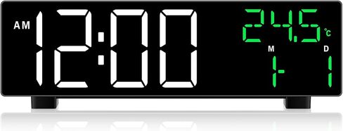 Digital Clock, Digital Wall Clock for Living Room Decor, Large Display with Date Temperature & Week, Auto Dimmable LED for Bedroom, Living Room, Office, Electric Plug in with Adjustable Alarm, DST in Saudi Arabia