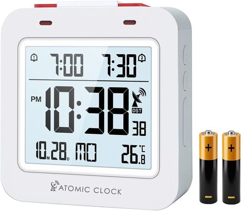 Small Digital Atomic Alarm Clock for Bedroom, 3.15 Inch Portable Travel Clock with Dual Alarms and Snooze, Indoor Temperature, 8s Backlight, Battery Included, Black in Saudi Arabia