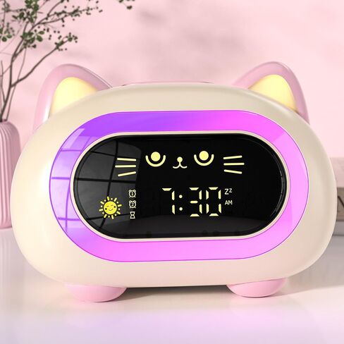 ANALOI Alarm Clock for Kids, Ok to Wake Clock for Kids with Eye Protection Sleep Training Auto Off Feature 10 Night Light Dual Alarm, Kids Alarm Clock Cute Cat Gifts for Girls in Saudi Arabia