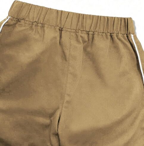 Teen Boys Track Pants with White Side Stripes, Elastic Waist Loose Straight‑Leg Casual Trousers in Kuwait