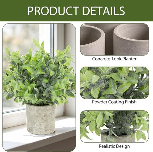 CCILAND 3 Pack Small Potted Fake Plants, Artificial Eucalyptus Plants, Lifelike Faux Frost-Hung Plants Topiaries for Home Office Shelf Desk Living Room Greenery Decor in Saudi Arabia