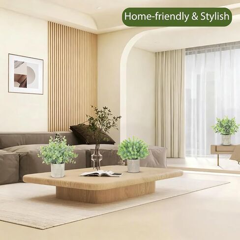 CCILAND 3 Pack Small Potted Fake Plants, Artificial Eucalyptus Plants, Lifelike Faux Frost-Hung Plants Topiaries for Home Office Shelf Desk Living Room Greenery Decor in Saudi Arabia