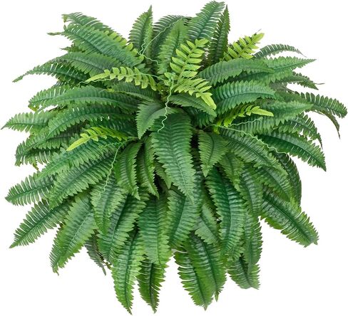 2PCS Full & Lifelike Artificial Boston Ferns, 30" UV Resistant Fake Fern Plants for Outdoors, 46 Fronds Each (92 Total) Faux Fern for Hanging Planters, Porch, Patio Poolside Indoor Outside Decor in Saudi Arabia
