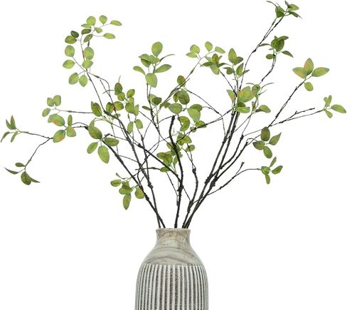 DuHouse 24" 5Pcs Fake Greenery Stems Artificial Ficus Branches Fake Plants for Home Office Table Vase Filler Decoration(Green) in Saudi Arabia