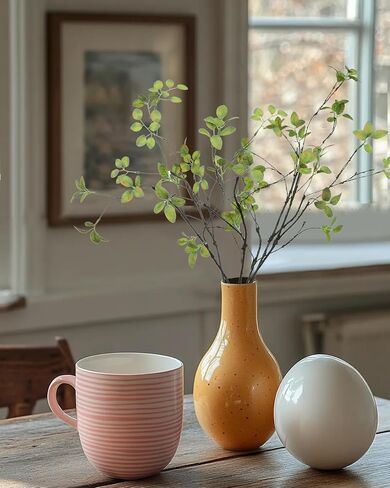 DuHouse 24" 5Pcs Fake Greenery Stems Artificial Ficus Branches Fake Plants for Home Office Table Vase Filler Decoration(Green) in Saudi Arabia