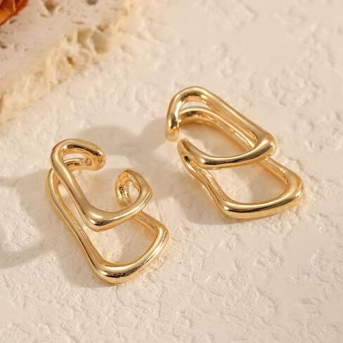 Non-Piercing Cartilage Ear Cuffs for Women, Gold Silver Plated Irregular Geometric Clip On Earrings, Gothic Y2K Grunge Statement Earring for Daily Wear in Saudi Arabia