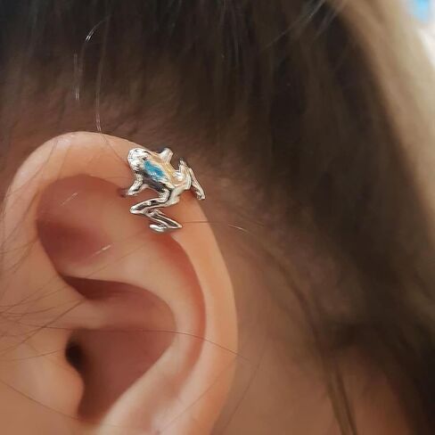 Silver Frog Stud Earrings Cute Animal Jewelry Women Birthday Christmas Gifts in Kuwait