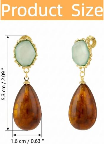 Maillard Dangle Clip On Earrings for Women Ear Clips Green Water Ripples Coil Ear Clip No Pierced Retro-style in Saudi Arabia