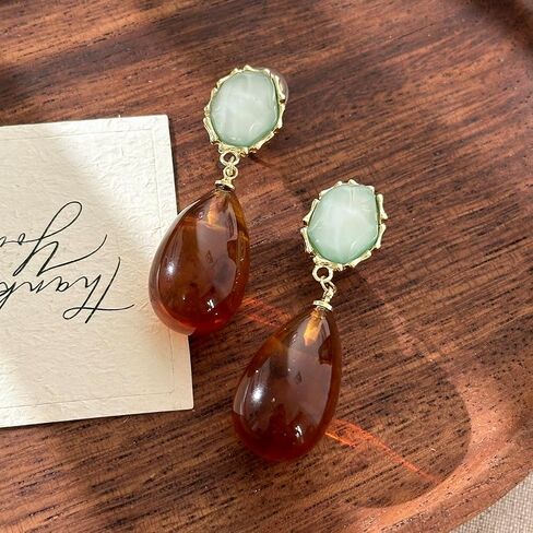 Maillard Dangle Clip On Earrings for Women Ear Clips Green Water Ripples Coil Ear Clip No Pierced Retro-style in Saudi Arabia