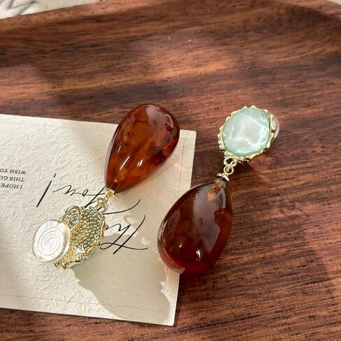 Maillard Dangle Clip On Earrings for Women Ear Clips Green Water Ripples Coil Ear Clip No Pierced Retro-style in Saudi Arabia
