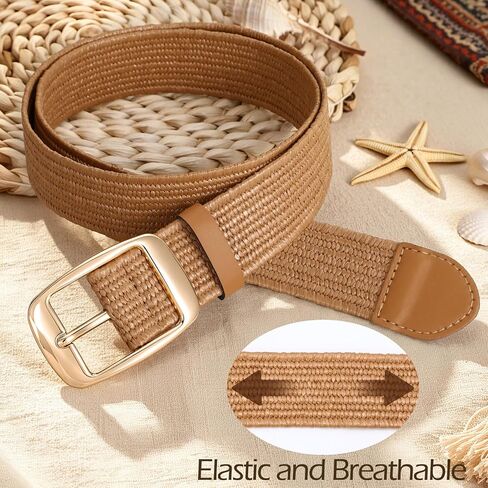 VONMELLI Straw Elastic Woven Belts for Women Boho Stretch Braided Rattan Belt for Fashion Jeans Dress in Kuwait