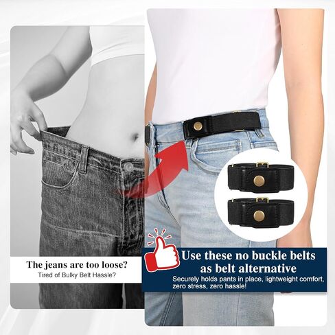 No Buckle Stretch Belts for Women/Men Adjustable Buckleless Side Belt Elastic Invisible Belt for Pants Jeans in Kuwait