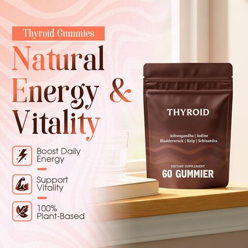 Thyroid Gummies for Women, with Selenium, L-Tyrosine, Ashwagandha, Iodine, Schisandra, Support Overall Wellness, Supports Resilience and Balance Throughout - 60 Gummies (1) in Saudi Arabia