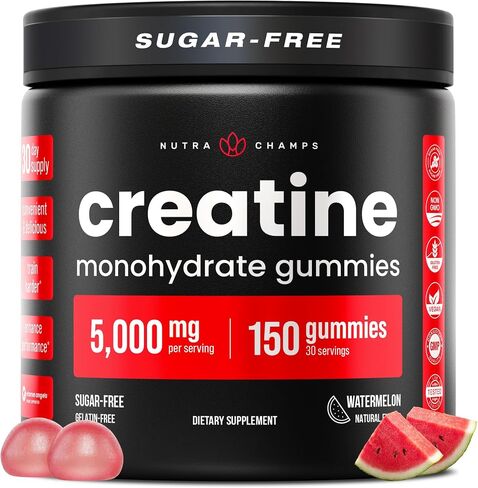 NutraChamps 150 Creatine Gummies for Men & Women - 5g Sugar Free Chewable Creatine Monohydrate Gummies - Supports Protein Synthesis, Muscle Recovery & Workout Performance in Saudi Arabia