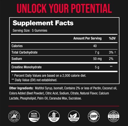 NutraChamps 150 Creatine Gummies for Men & Women - 5g Sugar Free Chewable Creatine Monohydrate Gummies - Supports Protein Synthesis, Muscle Recovery & Workout Performance in Saudi Arabia