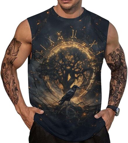 Mens Sleeveless Tank Tops Workout Muscle Gym Shirts Viking Vintage Style T-Shirt in Saudi Arabia