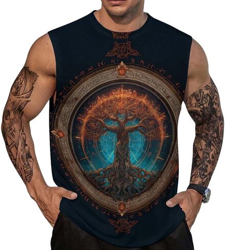 Mens Sleeveless Tank Tops Workout Muscle Gym Shirts Viking Vintage Style T-Shirt in Saudi Arabia
