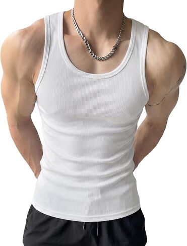 Mens Tank Tops Stringer Vest Sleeveless Gym Workout Bodybuilding Fitness Muscle Summer T Shirts in Saudi Arabia