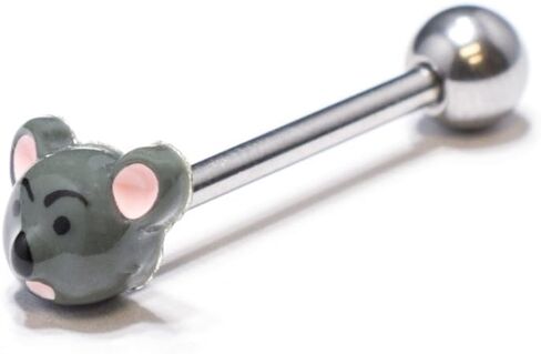 BodyJewelryOnline Tongue Piercing Barbell 14ga 5/8 تصميم فريد للفأرة in Kuwait
