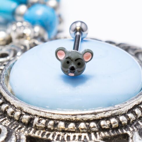 BodyJewelryOnline Tongue Piercing Barbell 14ga 5/8 تصميم فريد للفأرة in Kuwait