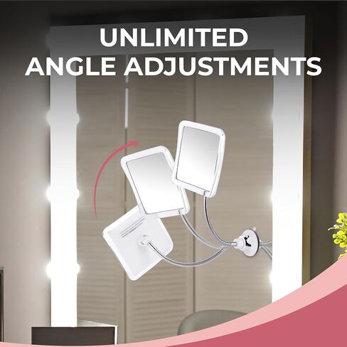 MIRRORVANA Flexible 10X Magnifying Square Makeup Mirror Non Lighted with Adjustable Gooseneck & Suction Cup 2in1 Table Mirror and Wall Mount for Vanity & Bathroom Use - 6.3" x 6.3" (Translucent Frame) in Saudi Arabia