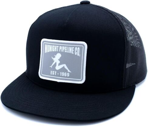 Midnight Pipeline - Flat-Bill Trucker Snapback Hat - Black in Saudi Arabia