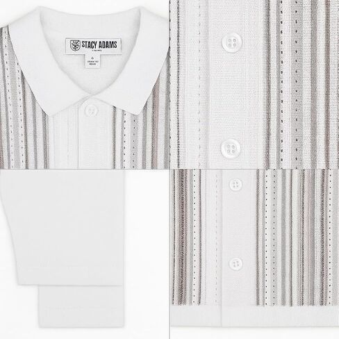 Men’s Short Sleeve Knit Sports Shirt - Modern Polo Vintage Classics: Vertical Stripe Color Block in Kuwait