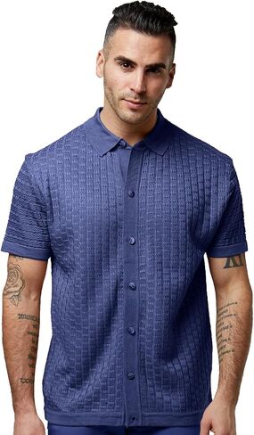 Men’s Short Sleeve Knit Sports Shirt - Modern Polo Vintage Classics: Vertical Stripe Color Block in Kuwait