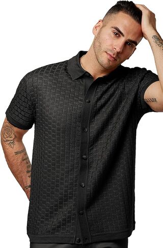 Men’s Short Sleeve Knit Sports Shirt - Modern Polo Vintage Classics: Vertical Stripe Color Block in Kuwait