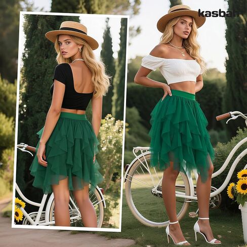 KASBAH Womens Tulle Skirt Puffy Tutu Party Skirts Tulle Skirts for Women Adults High Low Fairy Layered Costumes in Saudi Arabia