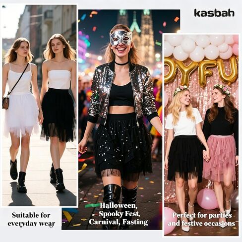 KASBAH Womens Tulle Skirt Puffy Tutu Party Skirts Tulle Skirts for Women Adults High Low Fairy Layered Costumes in Saudi Arabia