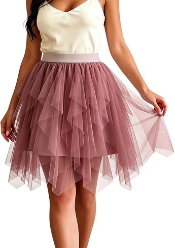 KASBAH Womens Tulle Skirt Puffy Tutu Party Skirts Tulle Skirts for Women Adults High Low Fairy Layered Costumes in Saudi Arabia