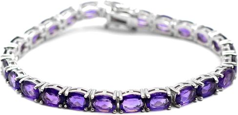 7x5mm Oval Cut Purple Natural Amethyst February Birthstone 16.40 ct. Gemstone 925 Sterling Silver Unisex Tennis Bracelet in Saudi Arabia