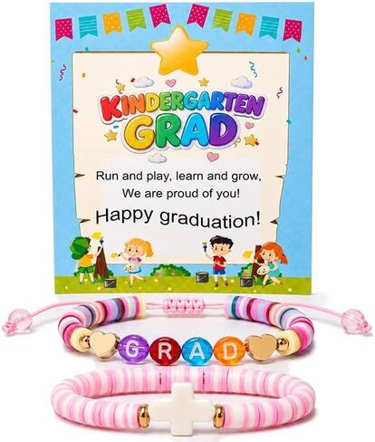 Graduation Bracelets Kindergarten & Pre-K Graduation Gifts with GRAD Beads & Cross Charm, Gift Box & Encouraging Card, Perfect for Daughter, Granddaughter, Niece, or Student in Saudi Arabia