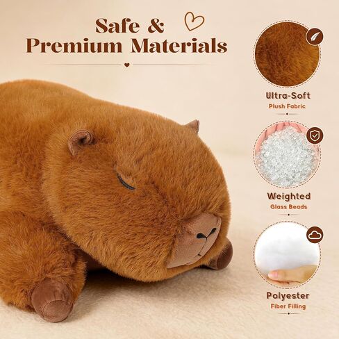 Wepop Capybara Weighted Stuffed Animals 5 Pounds, 21in Capybara Weighted Plush Toy Pillow Heavy Animal Gifts for Kids & Adults in Saudi Arabia