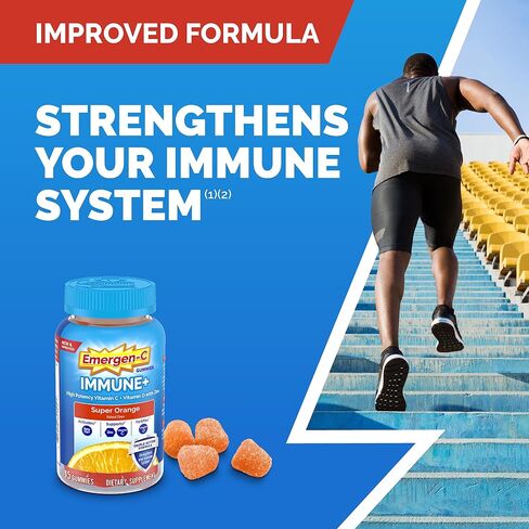 Emergen-C Immune+ Triple Action Immune Support Gummies, BetaVia (R), 1000mg Vitamin C, B Vitamins, Vitamin D and Antioxidants, Super Orange - 45 Count in Saudi Arabia