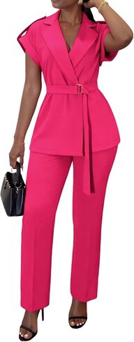 Salimdy Women's 2 Piece Pant Suits Business Casual Outfits Dressy Blazer Vest and Pencil Pants Work Set in Saudi Arabia