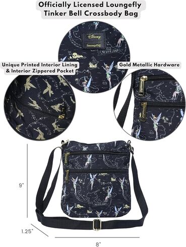 Loungefly Disney Tinker Bell Passport Crossbody Bag Neverland Map Print in Saudi Arabia