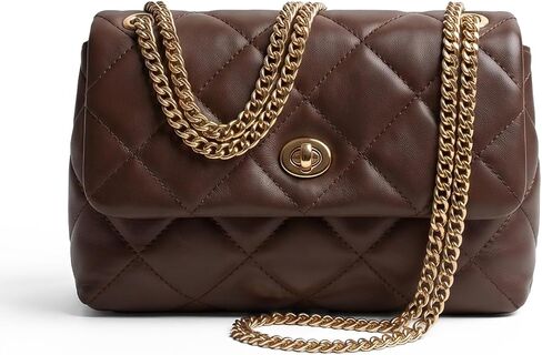Apryl Quilted Crossbody Bags for Women - Shoulder Bag with Chain Purse Strap - Small Trendy Soft PU Vegan Leather in Saudi Arabia
