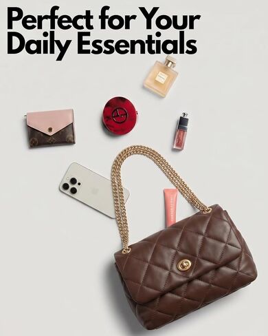 Apryl Quilted Crossbody Bags for Women - Shoulder Bag with Chain Purse Strap - Small Trendy Soft PU Vegan Leather in Saudi Arabia