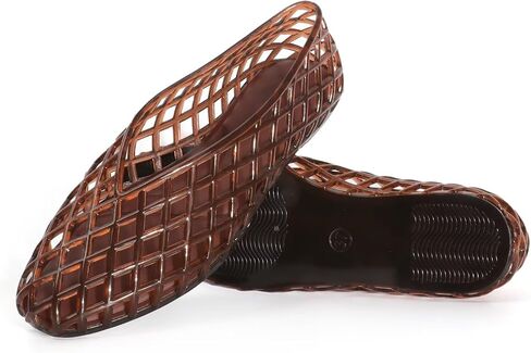 Agodor Jelly Mary Jane Flat Mesh Ballet Flats for Women, Closed Square Toe Hollow Jellies Beach Flat Sandals Slip on Ballerina Dress Jelly Shoes in Kuwait