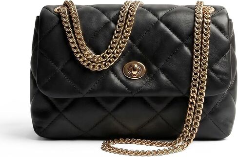 Apryl Quilted Crossbody Bags for Women - Shoulder Bag with Chain Purse Strap - Small Trendy Soft PU Vegan Leather in Kuwait